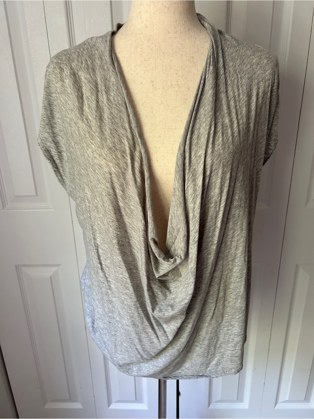 We The Free Heather Gray Draped Deep Cowl Neck Top
